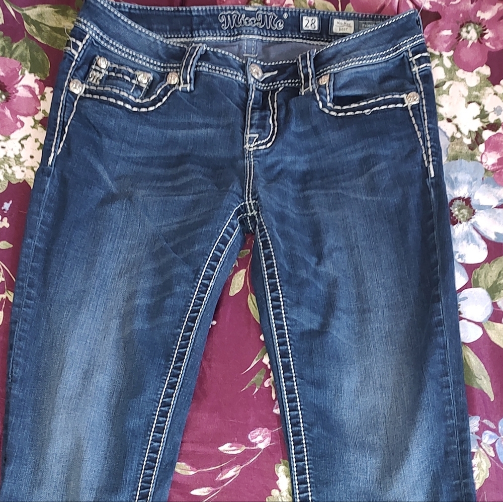 Miss Me Dark Blue Mid-Rise  Boot Cut Jeans